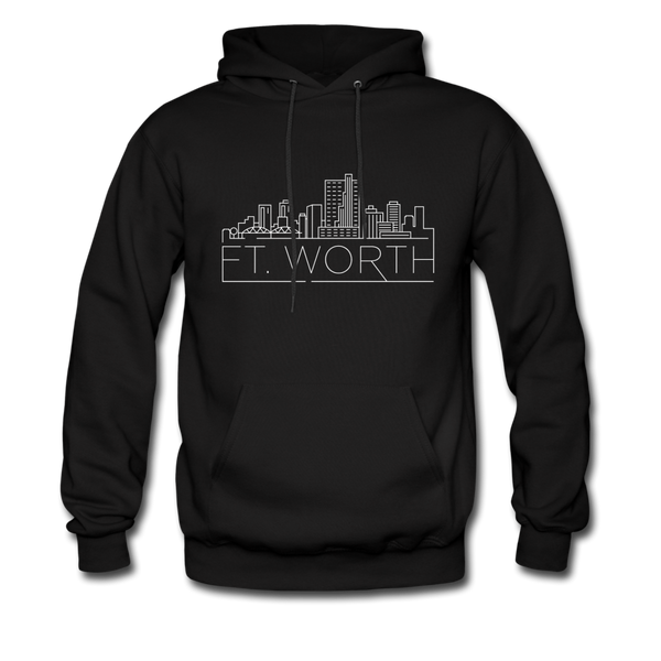 Fort Worth, Texas Hoodie - Skyline Fort Worth Crewneck Hooded Sweatshirt - black