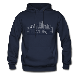 Fort Worth, Texas Hoodie - Skyline Fort Worth Crewneck Hooded Sweatshirt - navy