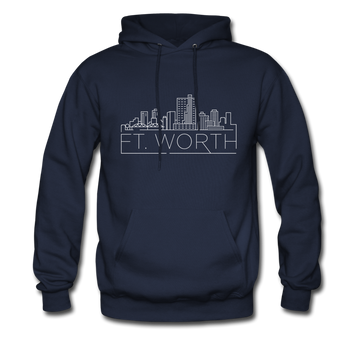 Fort Worth, Texas Hoodie - Skyline Fort Worth Crewneck Hooded Sweatshirt - navy