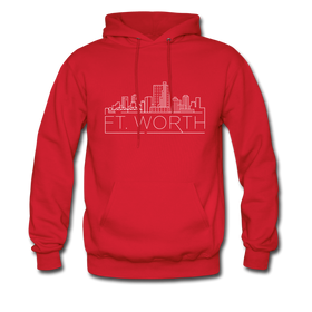 Fort Worth, Texas Hoodie - Skyline Fort Worth Crewneck Hooded Sweatshirt - red