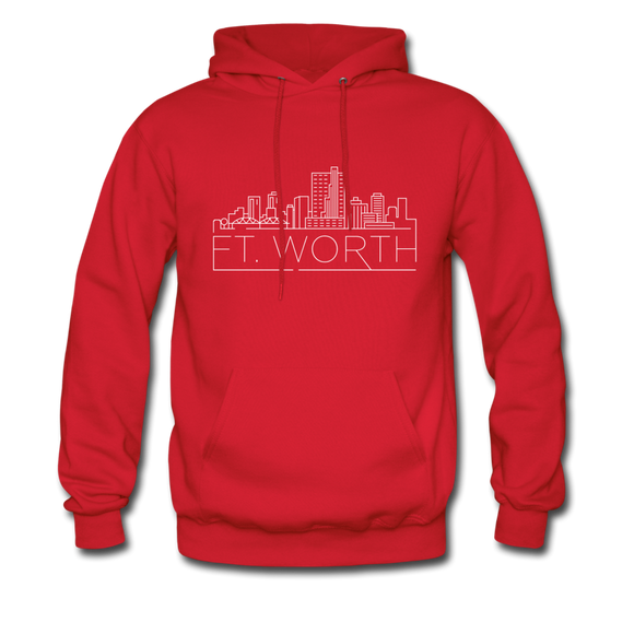 Fort Worth, Texas Hoodie - Skyline Fort Worth Crewneck Hooded Sweatshirt - red