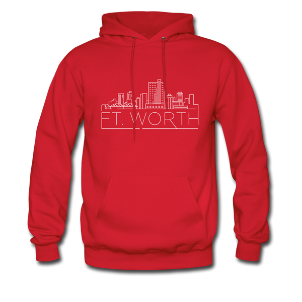 Fort Worth, Texas Hoodie - Skyline Fort Worth Crewneck Hooded Sweatshirt - red