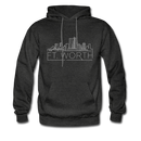 Fort Worth, Texas Hoodie - Skyline Fort Worth Crewneck Hooded Sweatshirt - charcoal gray