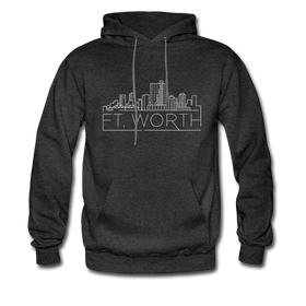 Fort Worth, Texas Hoodie - Skyline Fort Worth Crewneck Hooded Sweatshirt - charcoal gray