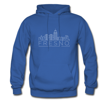 Fresno, California Hoodie - Skyline Fresno Crewneck Hooded Sweatshirt - royal blue