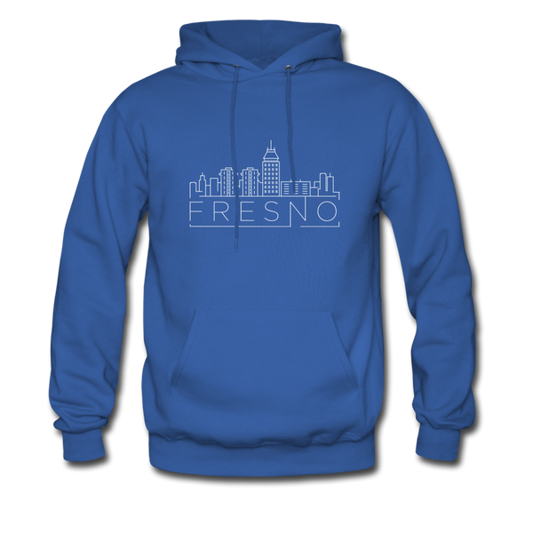 Fresno, California Hoodie - Skyline Fresno Crewneck Hooded Sweatshirt - royal blue