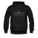 Fresno, California Hoodie - Skyline Fresno Crewneck Hooded Sweatshirt - black