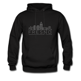 Fresno, California Hoodie - Skyline Fresno Crewneck Hooded Sweatshirt - black