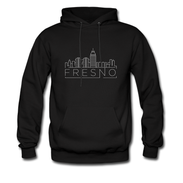 Fresno, California Hoodie - Skyline Fresno Crewneck Hooded Sweatshirt - black
