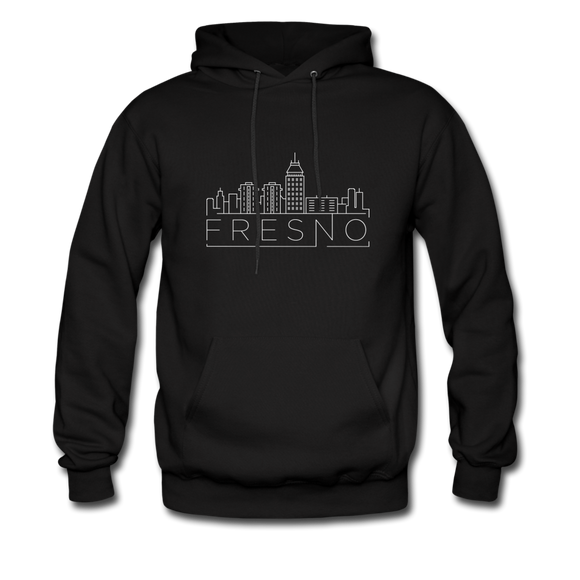 Fresno, California Hoodie - Skyline Fresno Crewneck Hooded Sweatshirt - black