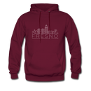 Fresno, California Hoodie - Skyline Fresno Crewneck Hooded Sweatshirt - burgundy