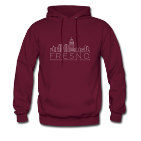 Fresno, California Hoodie - Skyline Fresno Crewneck Hooded Sweatshirt - burgundy