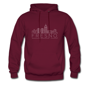 Fresno, California Hoodie - Skyline Fresno Crewneck Hooded Sweatshirt - burgundy
