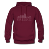 Fresno, California Hoodie - Skyline Fresno Crewneck Hooded Sweatshirt - burgundy