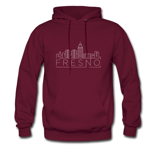 Fresno, California Hoodie - Skyline Fresno Crewneck Hooded Sweatshirt - burgundy