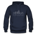 Fresno, California Hoodie - Skyline Fresno Crewneck Hooded Sweatshirt - navy