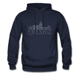 Fresno, California Hoodie - Skyline Fresno Crewneck Hooded Sweatshirt - navy