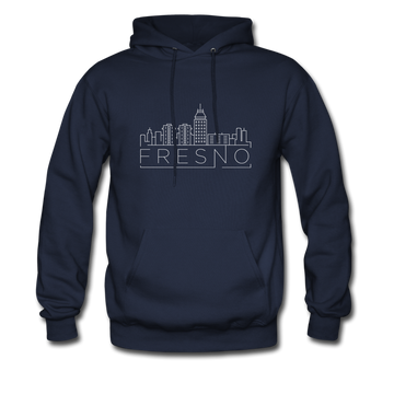 Fresno, California Hoodie - Skyline Fresno Crewneck Hooded Sweatshirt - navy