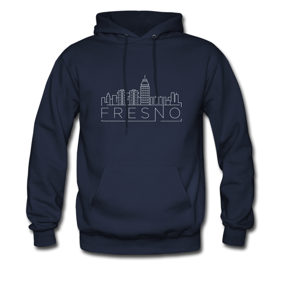 Fresno, California Hoodie - Skyline Fresno Crewneck Hooded Sweatshirt - navy