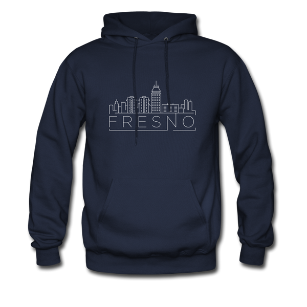 Fresno, California Hoodie - Skyline Fresno Crewneck Hooded Sweatshirt - navy