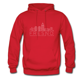 Fresno, California Hoodie - Skyline Fresno Crewneck Hooded Sweatshirt - red
