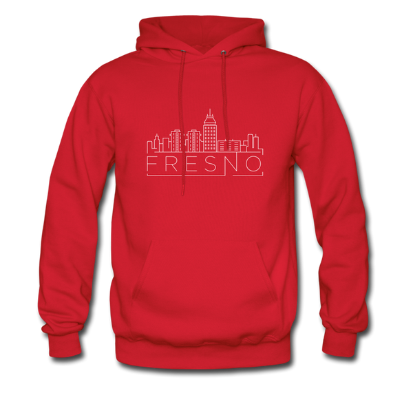 Fresno, California Hoodie - Skyline Fresno Crewneck Hooded Sweatshirt - red