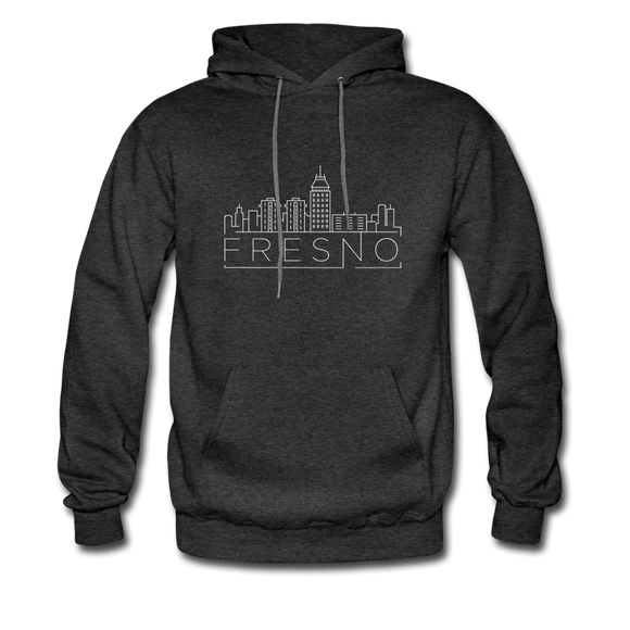 Fresno, California Hoodie - Skyline Fresno Crewneck Hooded Sweatshirt - charcoal gray