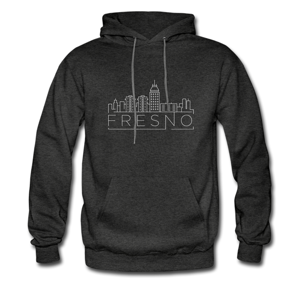 Fresno, California Hoodie - Skyline Fresno Crewneck Hooded Sweatshirt - charcoal gray