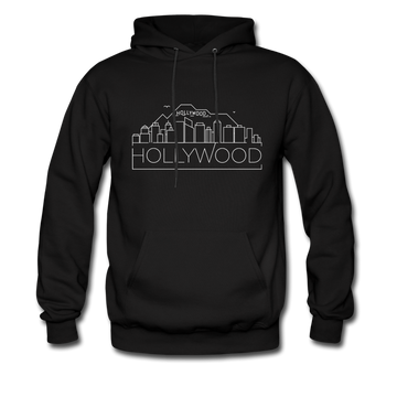 Hollywood, California Hoodie - Skyline Hollywood Crewneck Hooded Sweatshirt - black