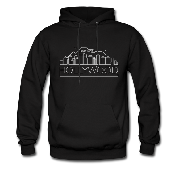 Hollywood, California Hoodie - Skyline Hollywood Crewneck Hooded Sweatshirt - black
