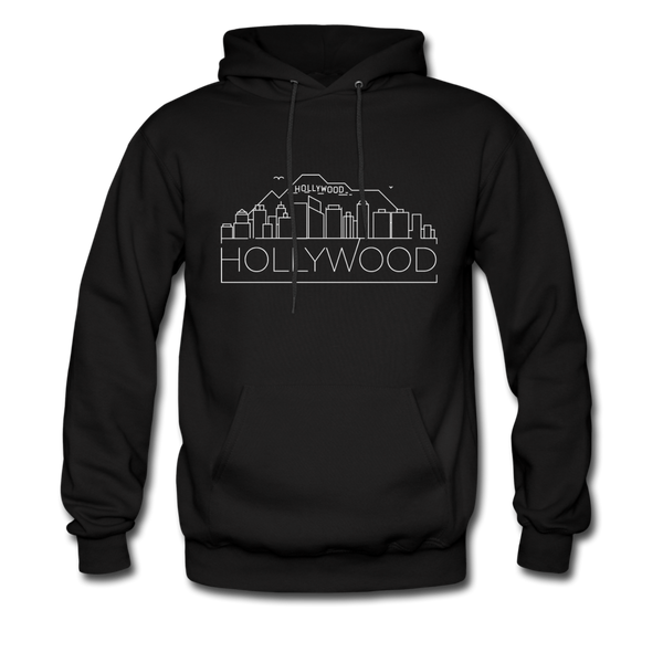 Hollywood, California Hoodie - Skyline Hollywood Crewneck Hooded Sweatshirt - black