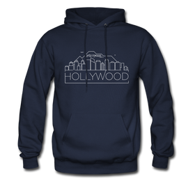 Hollywood, California Hoodie - Skyline Hollywood Crewneck Hooded Sweatshirt - navy