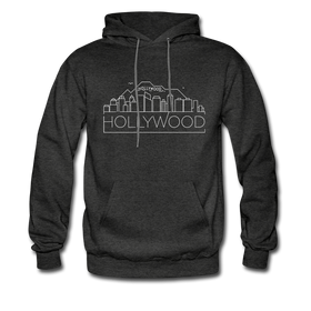 Hollywood, California Hoodie - Skyline Hollywood Crewneck Hooded Sweatshirt - charcoal gray