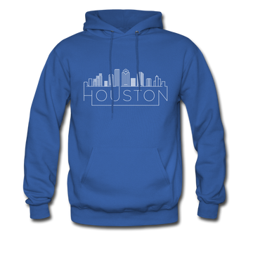 Houston, Texas Hoodie - Skyline Houston Crewneck Hooded Sweatshirt - royal blue