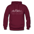 Houston, Texas Hoodie - Skyline Houston Crewneck Hooded Sweatshirt - burgundy