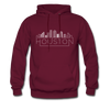 Houston, Texas Hoodie - Skyline Houston Crewneck Hooded Sweatshirt - burgundy