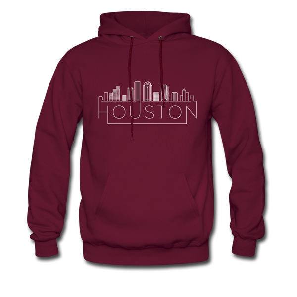 Houston, Texas Hoodie - Skyline Houston Crewneck Hooded Sweatshirt - burgundy