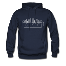 Houston, Texas Hoodie - Skyline Houston Crewneck Hooded Sweatshirt - navy