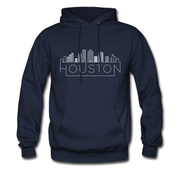 Houston, Texas Hoodie - Skyline Houston Crewneck Hooded Sweatshirt - navy