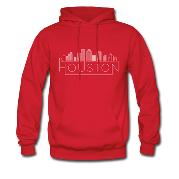 Houston, Texas Hoodie - Skyline Houston Crewneck Hooded Sweatshirt - red