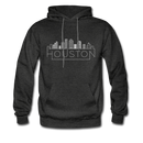 Houston, Texas Hoodie - Skyline Houston Crewneck Hooded Sweatshirt - charcoal gray