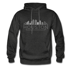 Houston, Texas Hoodie - Skyline Houston Crewneck Hooded Sweatshirt - charcoal gray
