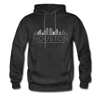 Houston, Texas Hoodie - Skyline Houston Crewneck Hooded Sweatshirt - charcoal gray