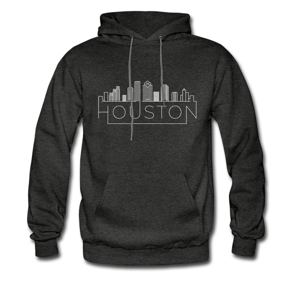 Houston, Texas Hoodie - Skyline Houston Crewneck Hooded Sweatshirt - charcoal gray