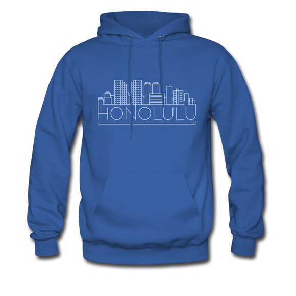 Honolulu, Hawaii Hoodie - Skyline Honolulu Crewneck Hooded Sweatshirt - royal blue
