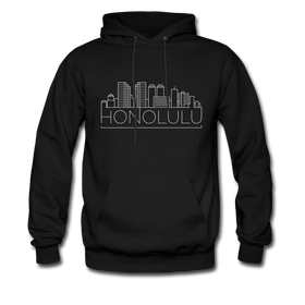 Honolulu, Hawaii Hoodie - Skyline Honolulu Crewneck Hooded Sweatshirt - black