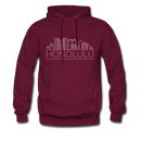 Honolulu, Hawaii Hoodie - Skyline Honolulu Crewneck Hooded Sweatshirt - burgundy