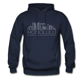 Honolulu, Hawaii Hoodie - Skyline Honolulu Crewneck Hooded Sweatshirt - navy