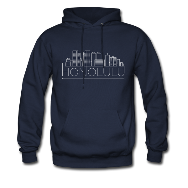 Honolulu, Hawaii Hoodie - Skyline Honolulu Crewneck Hooded Sweatshirt - navy