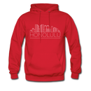 Honolulu, Hawaii Hoodie - Skyline Honolulu Crewneck Hooded Sweatshirt - red